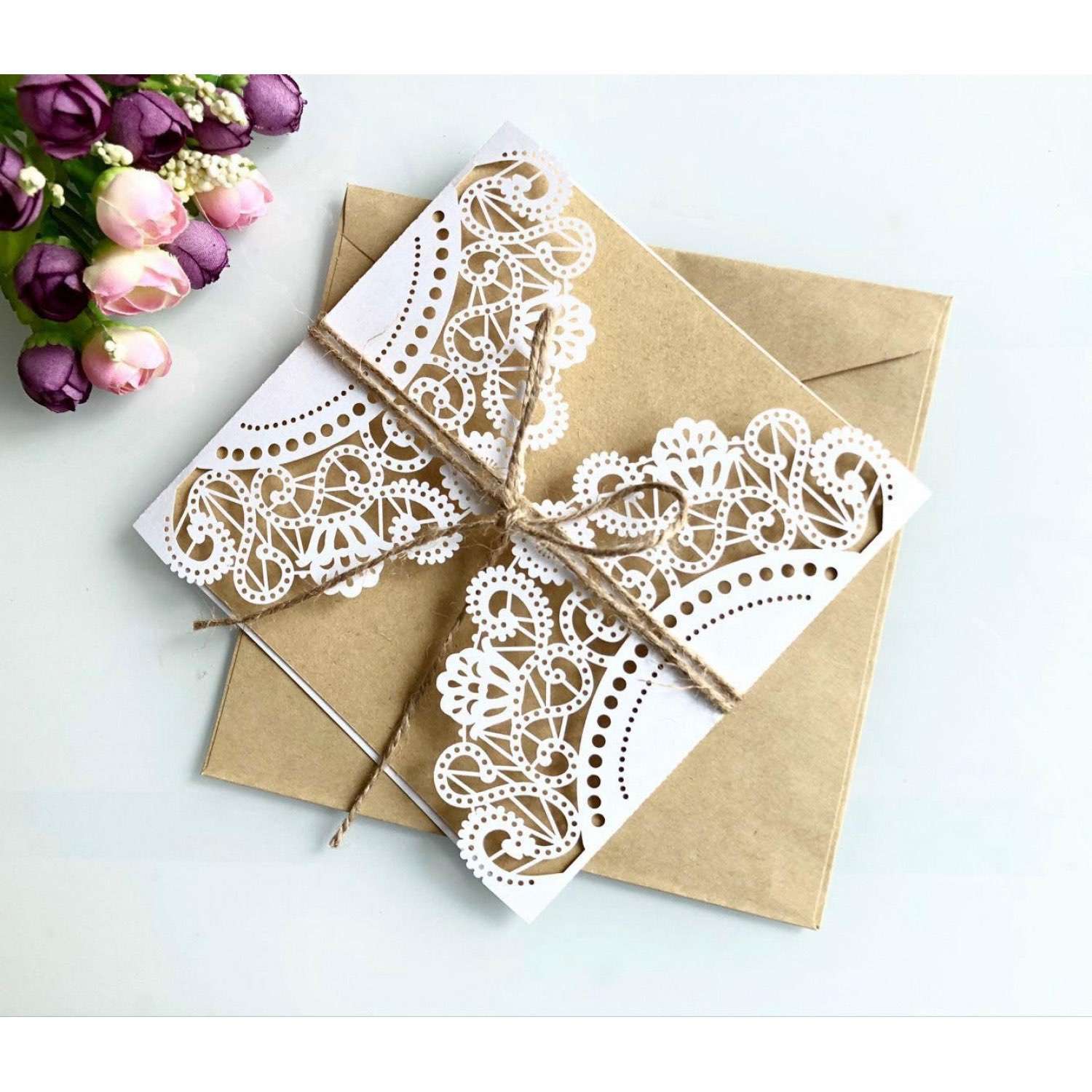 Vellum Invitation Card Laser Cut Thank You Card Square Wedding Invitation 
